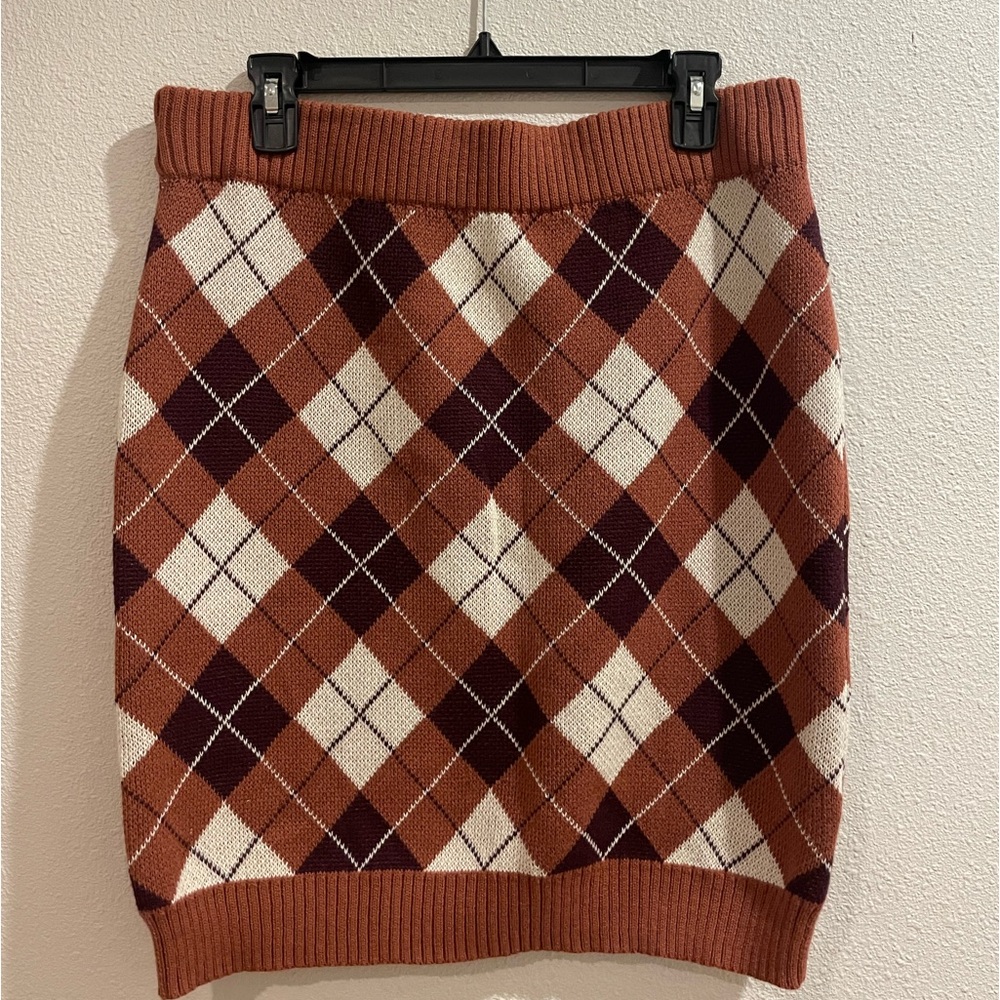 Say What? Argyle Pattern Skirt, Size XL